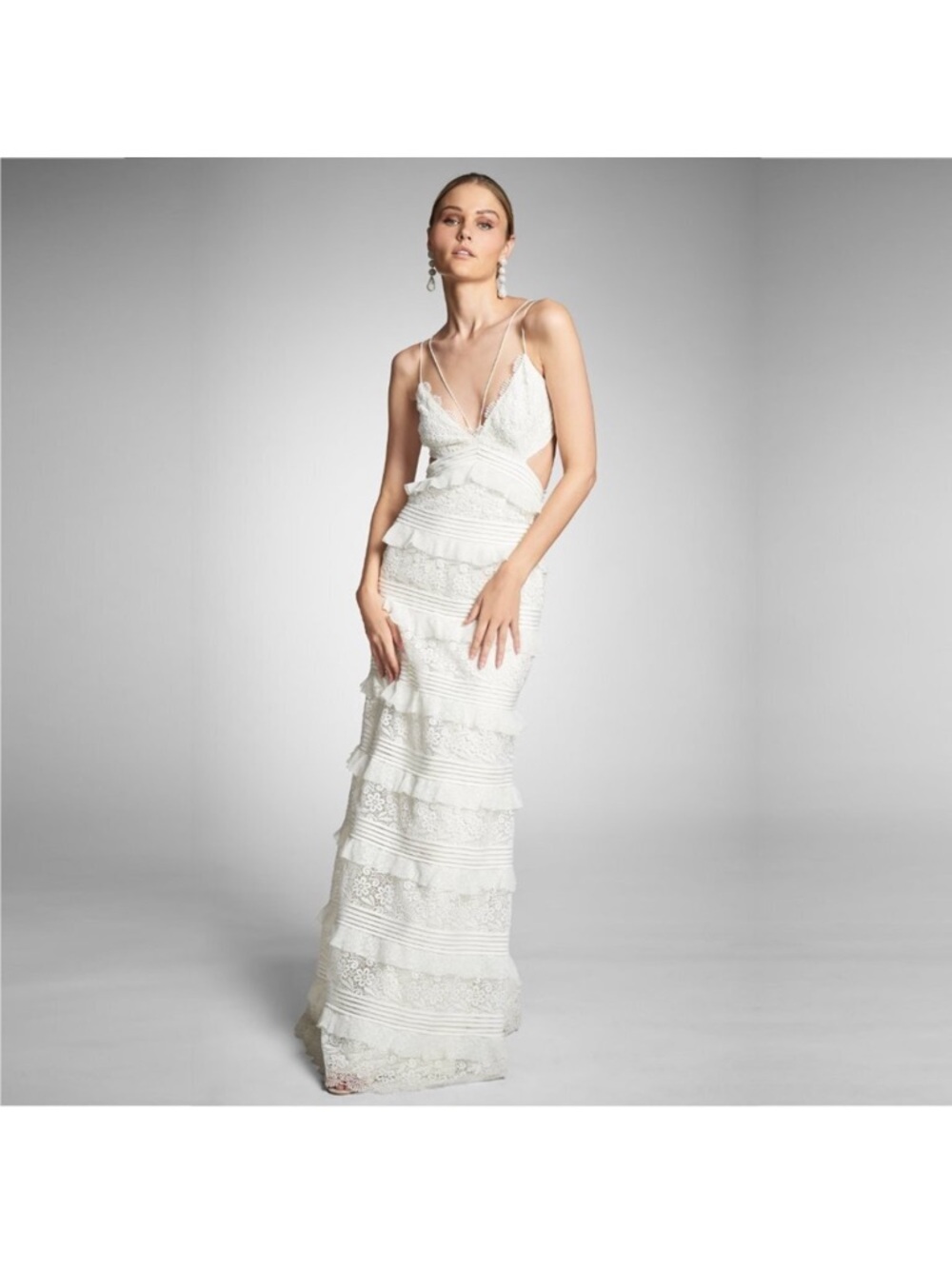 Sachin + Babi Nina Gown White Lace Maxi Dress Long Wedding Boho Cutout Ivory